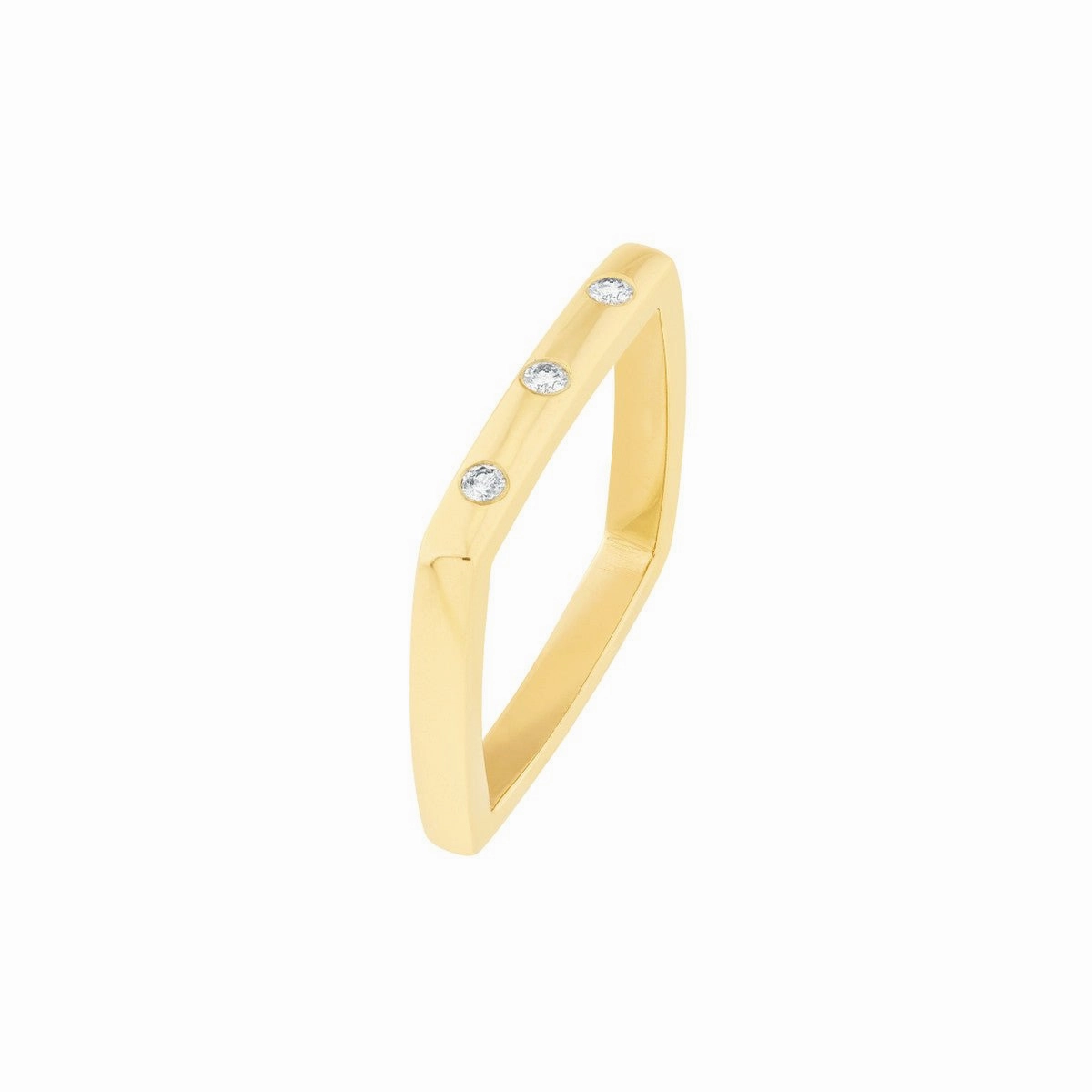 14K Yellow Gold Bold Gold Diamond Square Band Ring