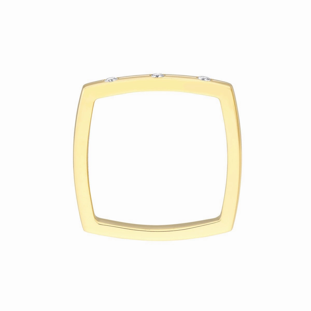14K Yellow Gold Bold Gold Diamond Square Band Ring