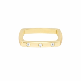 14K Yellow Gold Bold Gold Diamond Square Band Ring