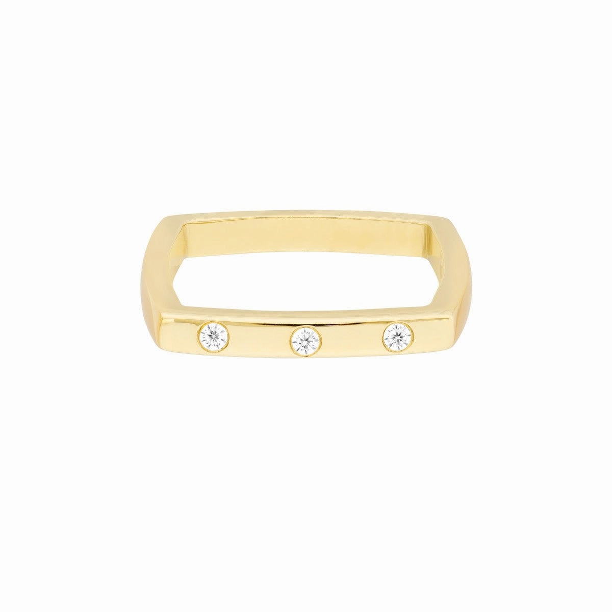14K Yellow Gold Bold Gold Diamond Square Band Ring