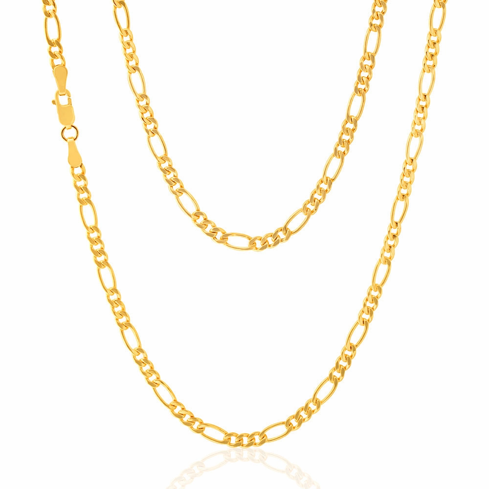 9ct Yellow Gold Copperfilled 55cm Figaro Chain