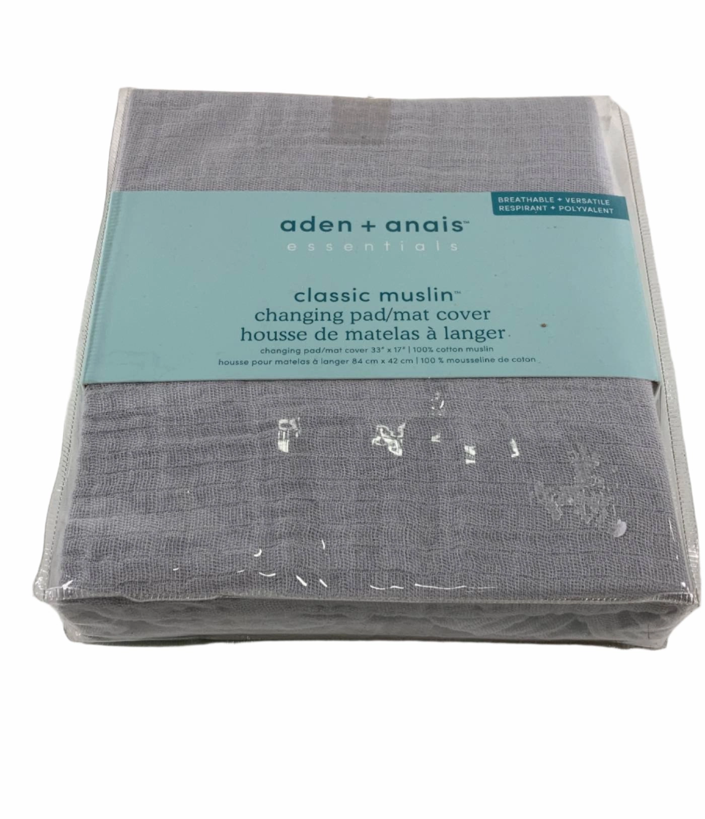 Aden   Anais Essentials Changing Pad Cover, Solid Dyed Grey