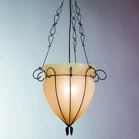 Amber Murano Glass Ceiling Light With 'Scavo Glass' Finish