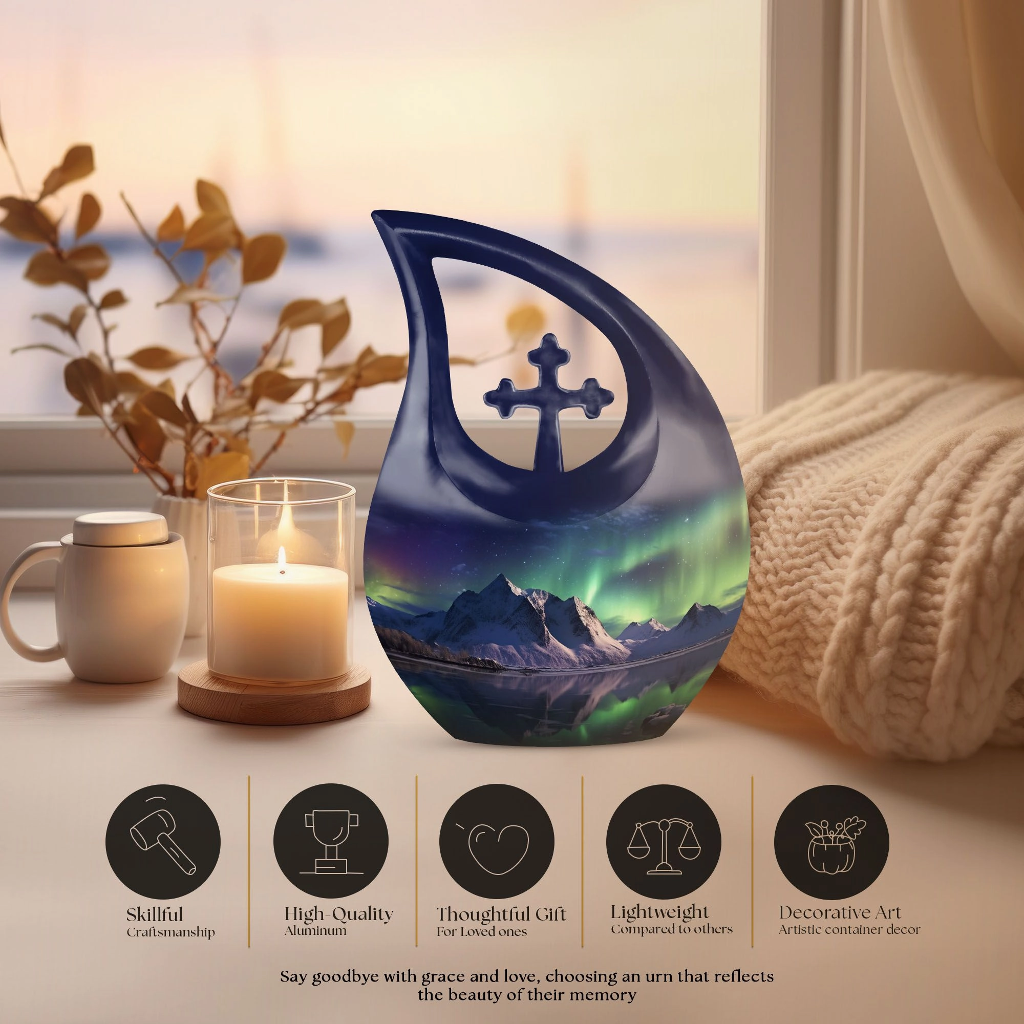 Aurora Urn - Northern Lights Peaceful Cremation Urn