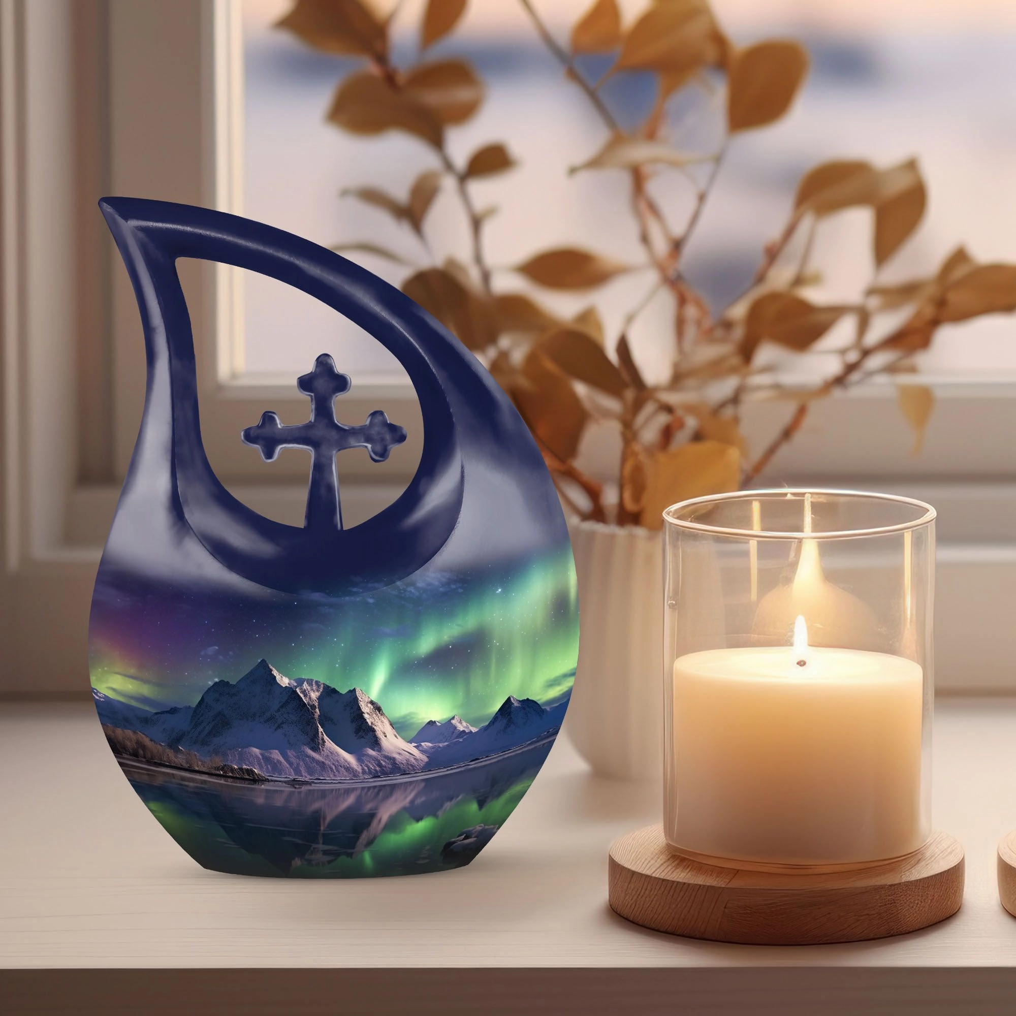Aurora Urn - Northern Lights Peaceful Cremation Urn