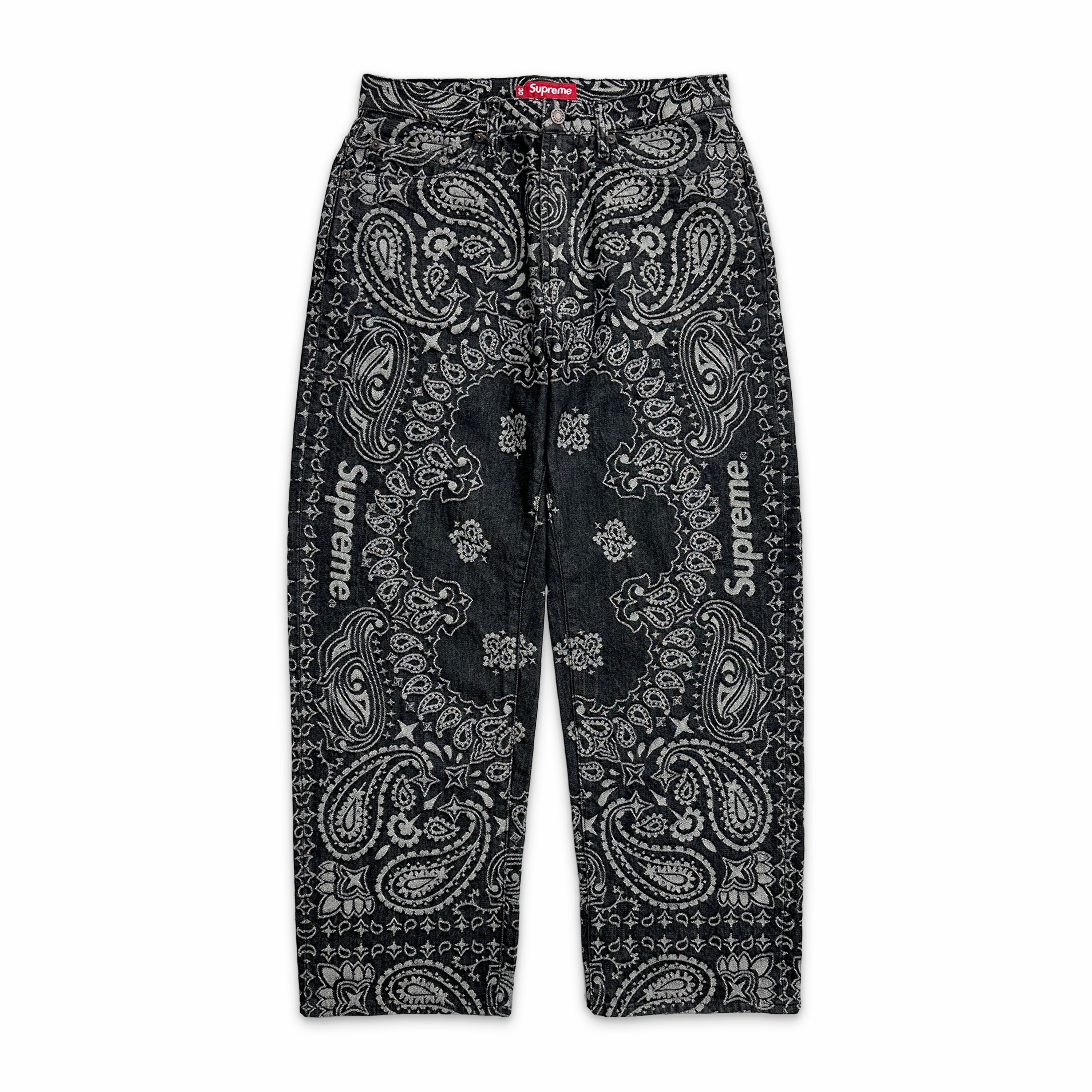 Bandana Jacquard Baggy Jean Black