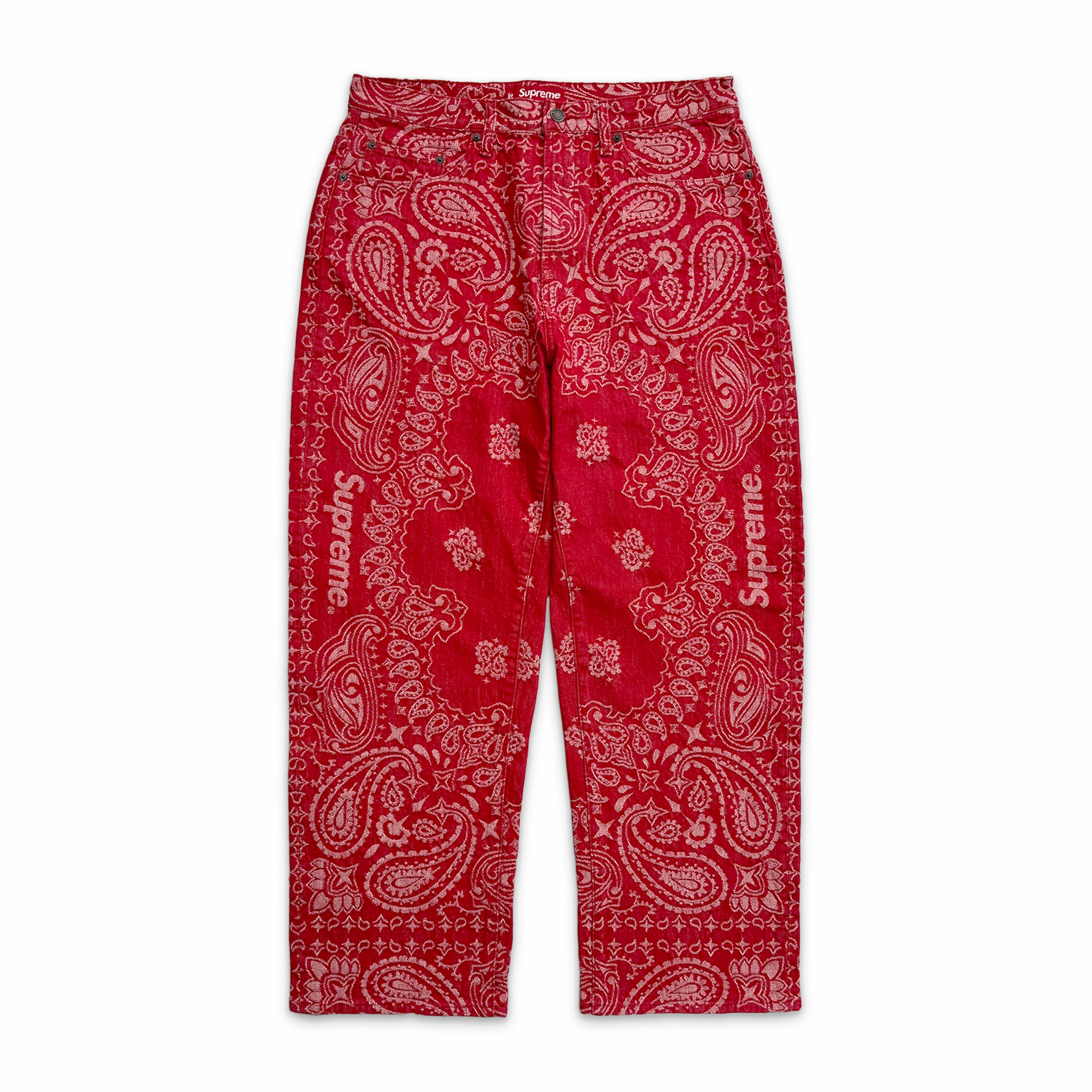 Bandana Jacquard Baggy Jean Red