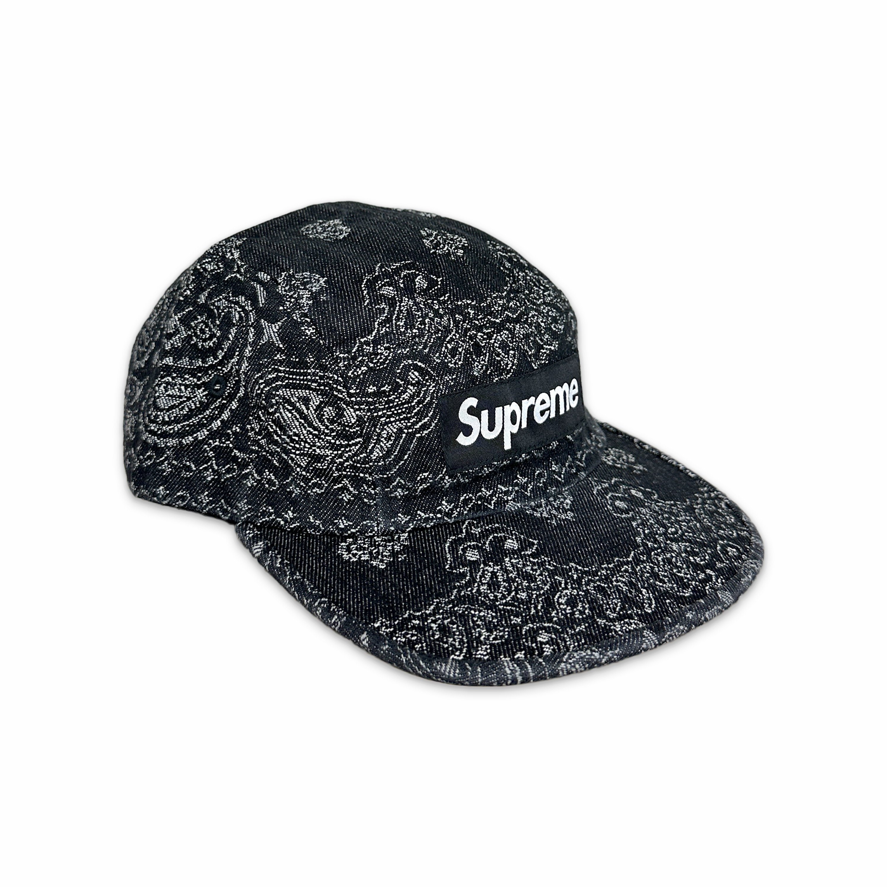 Bandana Jacquard Denim Camp Cap Black