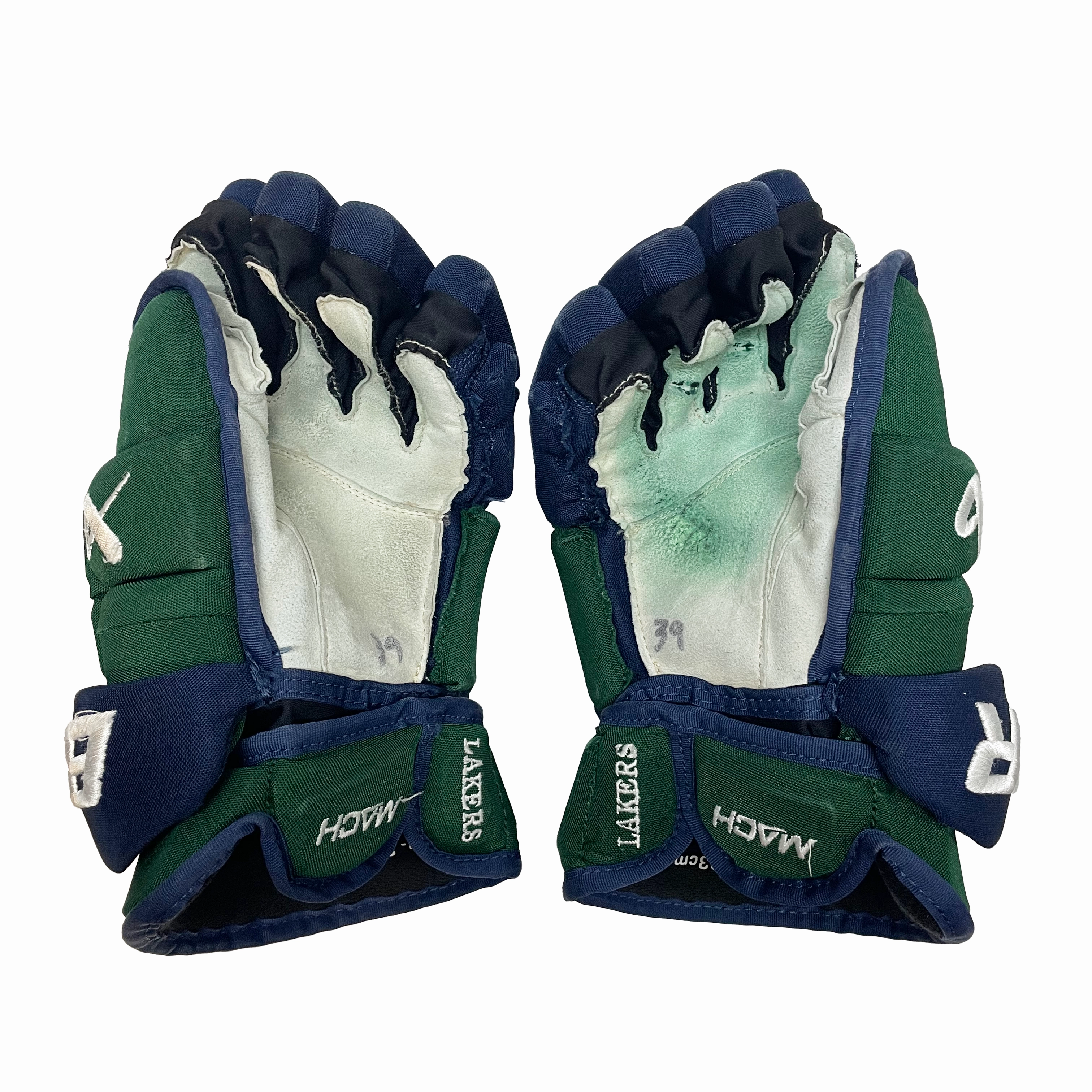 Bauer Supreme Mach - Used Pro Stock Hockey Gloves (Green/Navy)