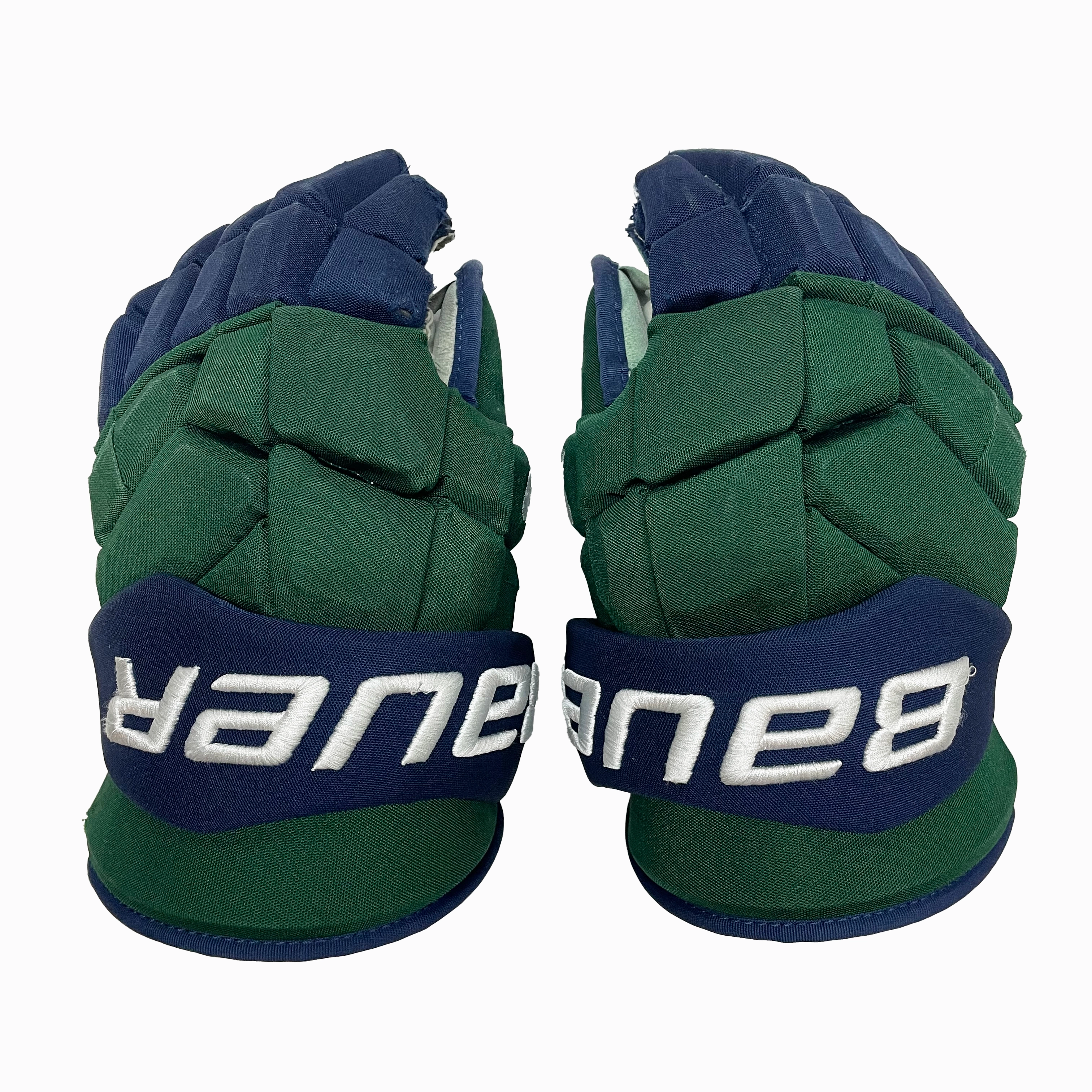 Bauer Supreme Mach - Used Pro Stock Hockey Gloves (Green/Navy)