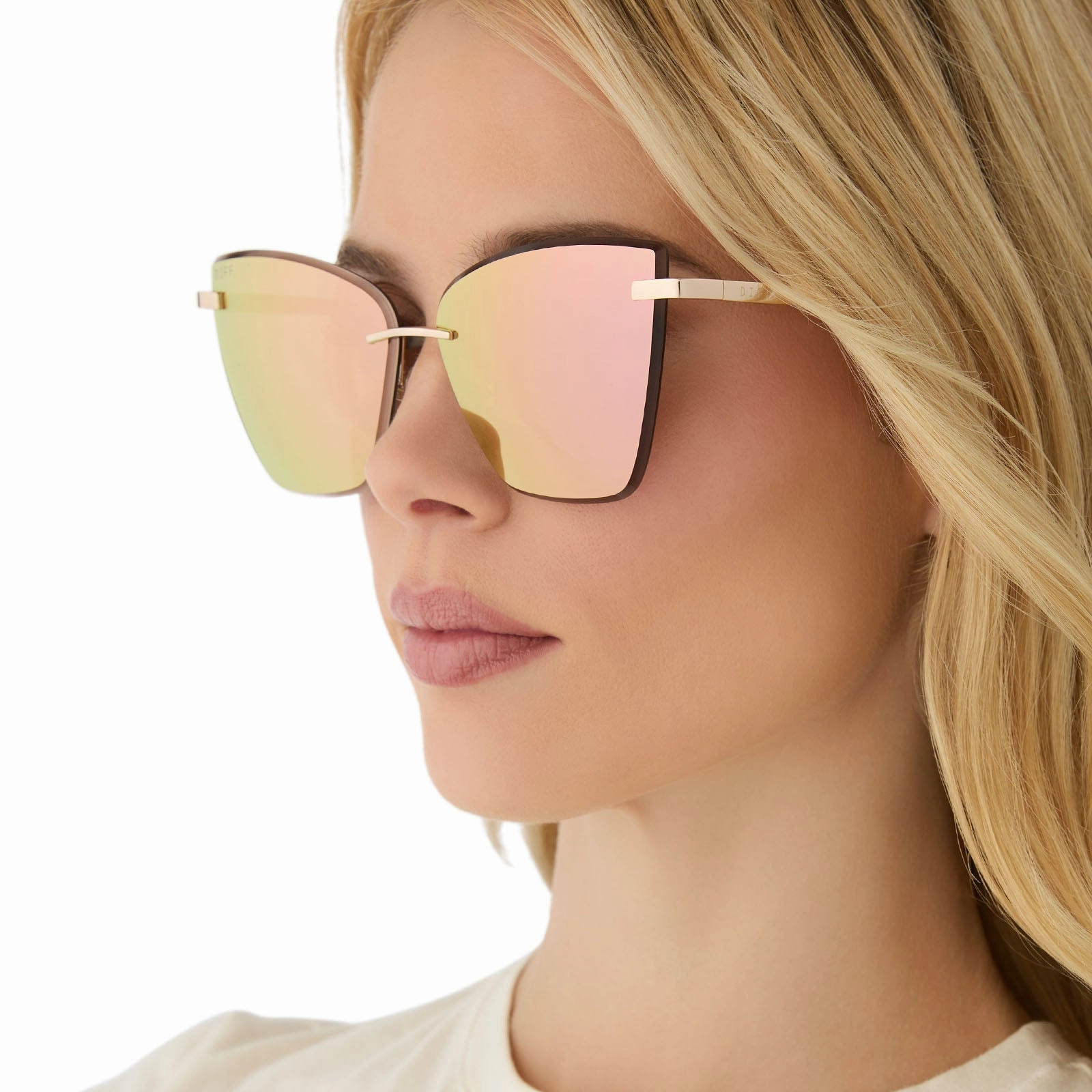 BECKY V - GOLD   PEACH MIRROR SUNGLASSES