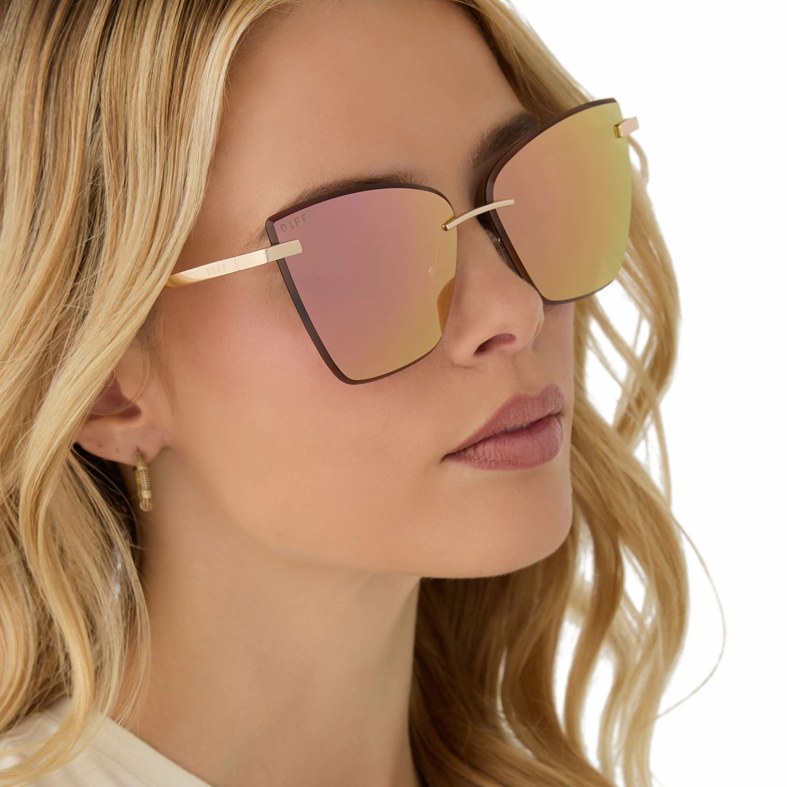 BECKY V - GOLD   PEACH MIRROR SUNGLASSES