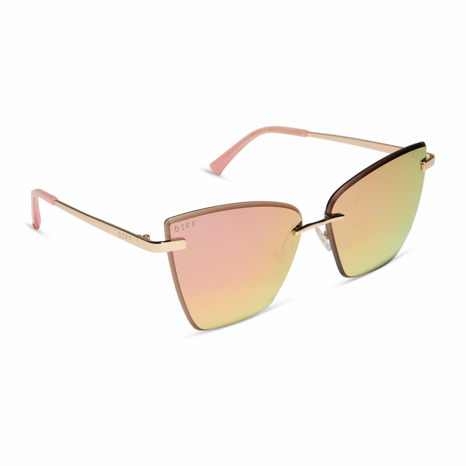 BECKY V - GOLD   PEACH MIRROR SUNGLASSES
