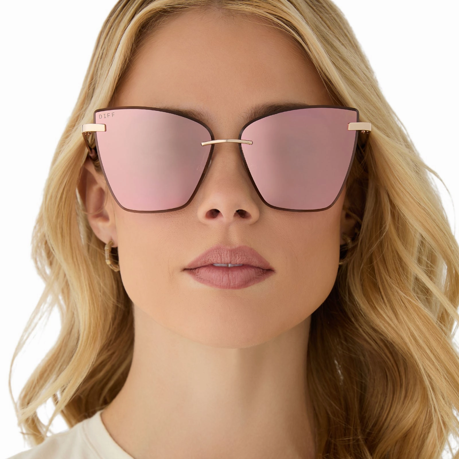BECKY V - GOLD   PEACH MIRROR SUNGLASSES