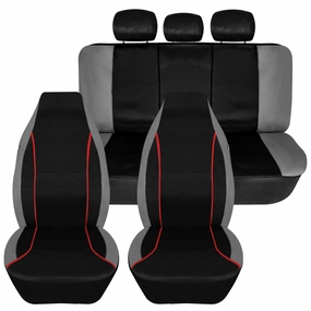 Bold Contrasting Leatherette Seat Covers Full Set - Red
