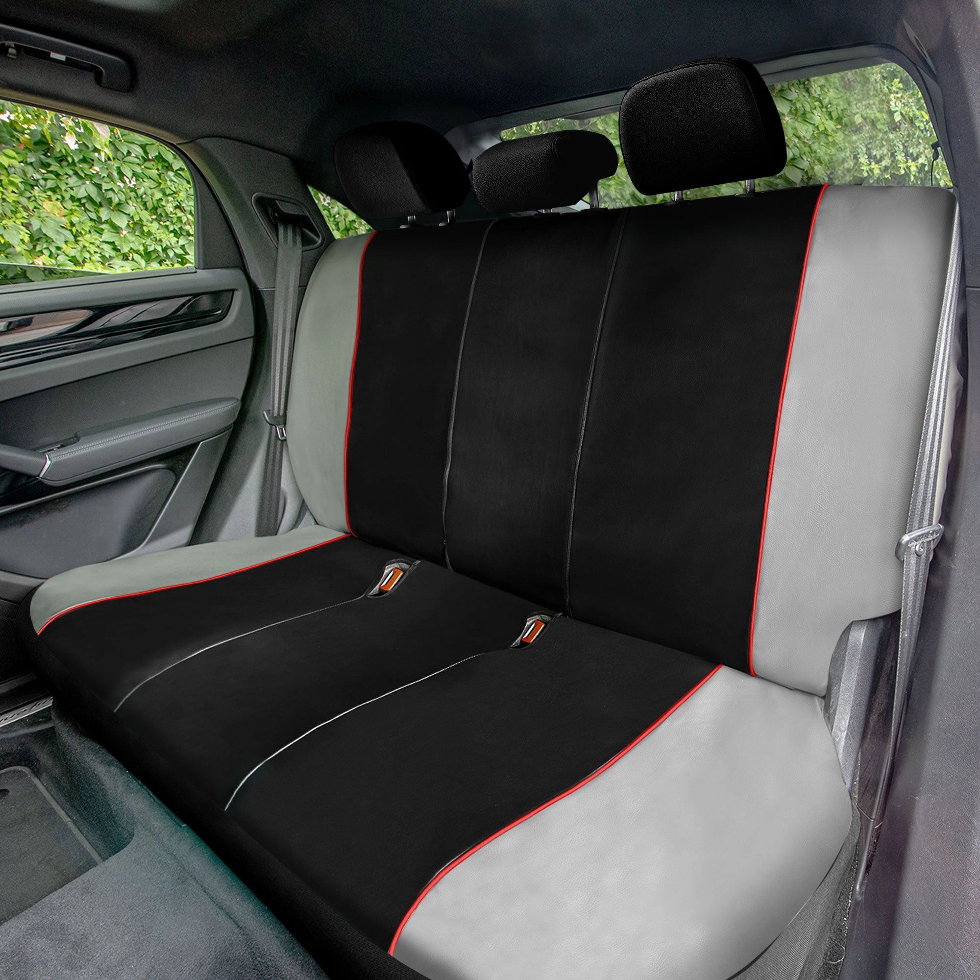 Bold Contrasting Leatherette Seat Covers Full Set - Red