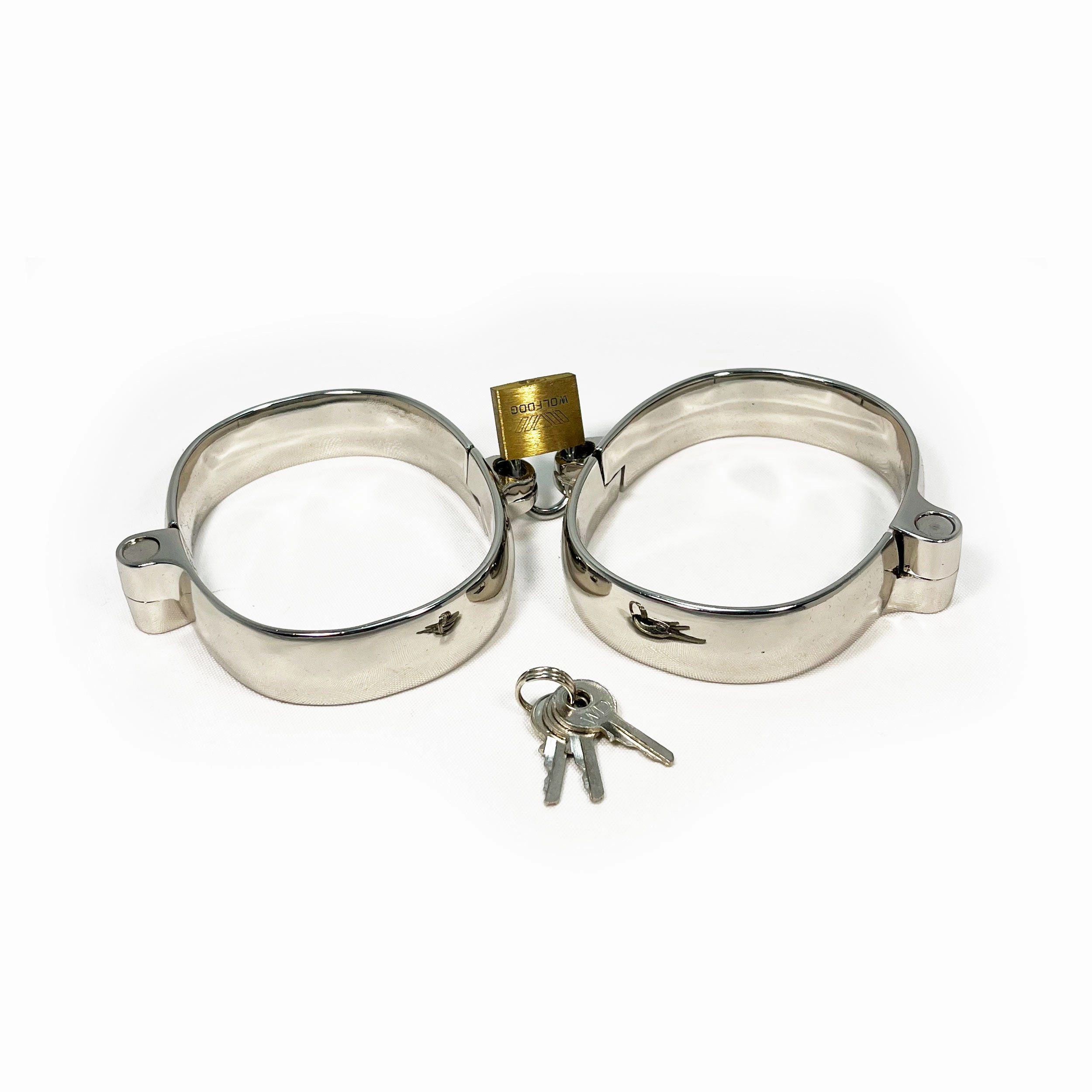 BONDAGE METAL SHACKLE LOCKABLE FEMALE WRIST RESTRAINTS FOR FETISH KINK PLAY - Large