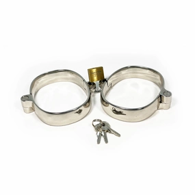 BONDAGE METAL SHACKLE LOCKABLE FEMALE WRIST RESTRAINTS FOR FETISH KINK PLAY - Large