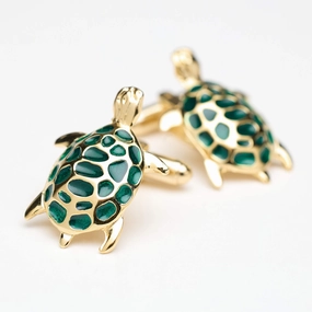 Cufflinks - Turtle Green Enamel