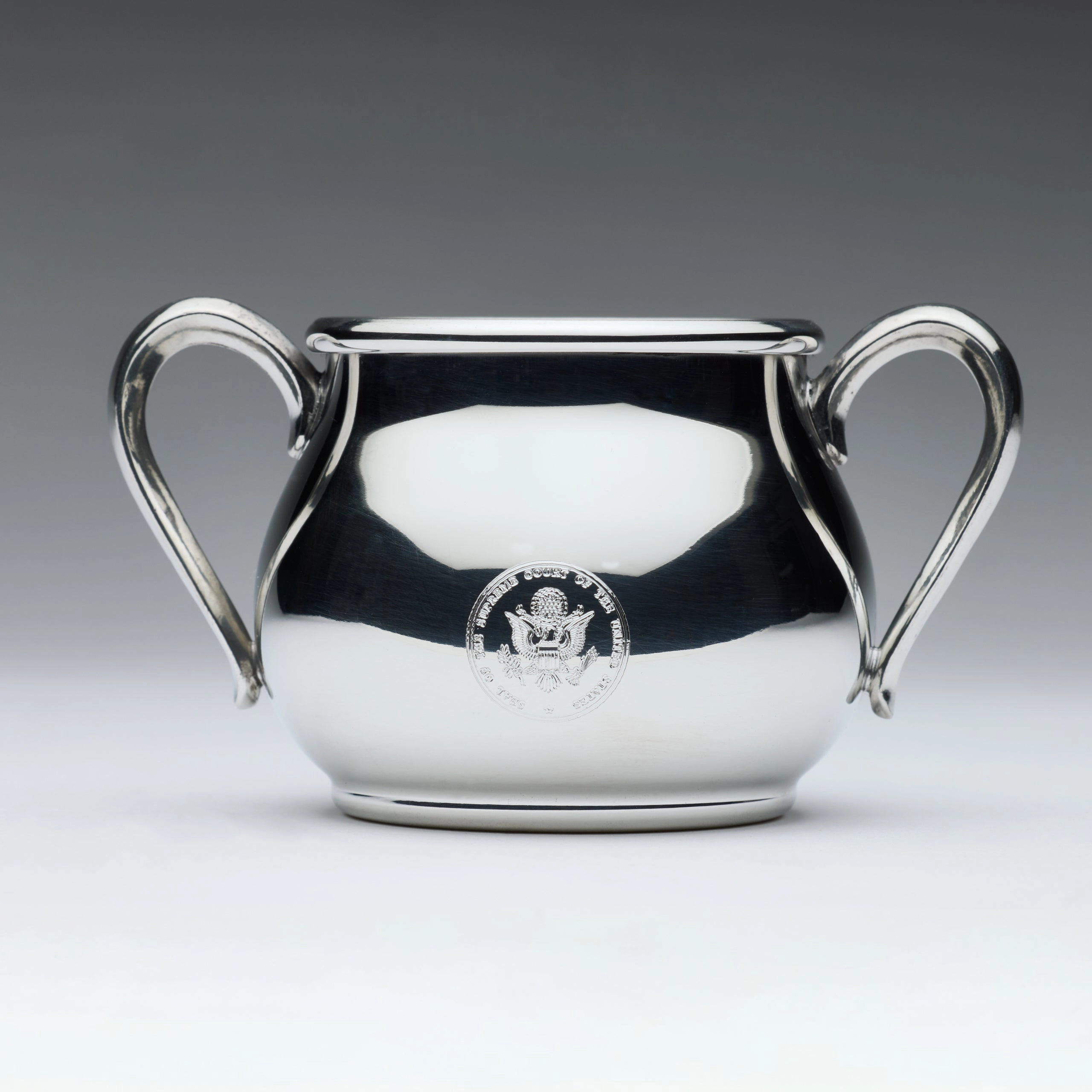 Double Handle Baby Cup Pewter Supreme Court Seal