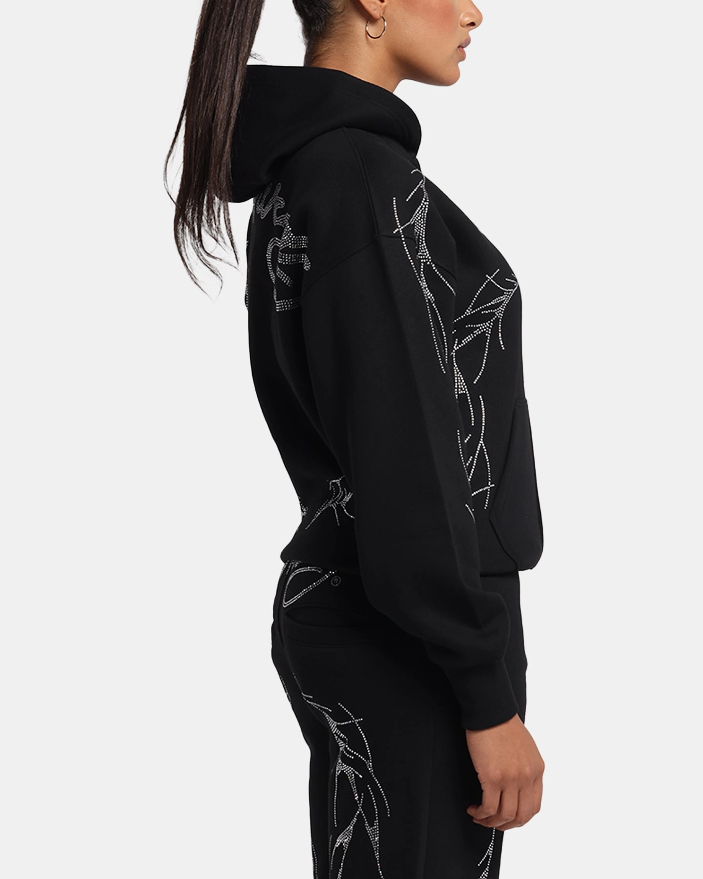 Ed Hardy Cyber Rhinestone Zip-Up Hoodie Black