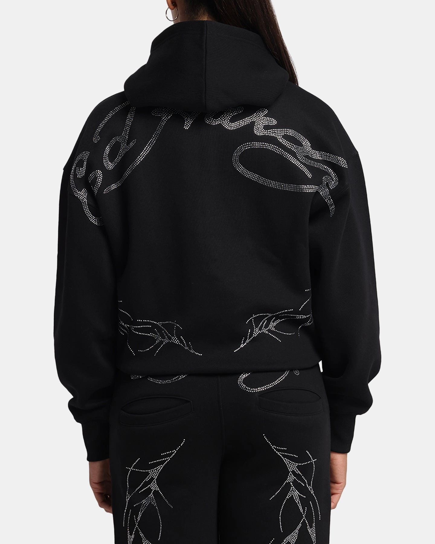 Ed Hardy Cyber Rhinestone Zip-Up Hoodie Black