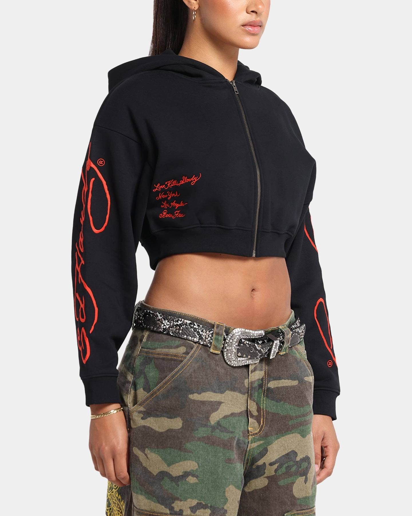 Ed Hardy Women's Love Kills Slowly Hoodie Black