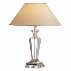 Elegant Italian Crystal And Palladium-Plated Table Lamp