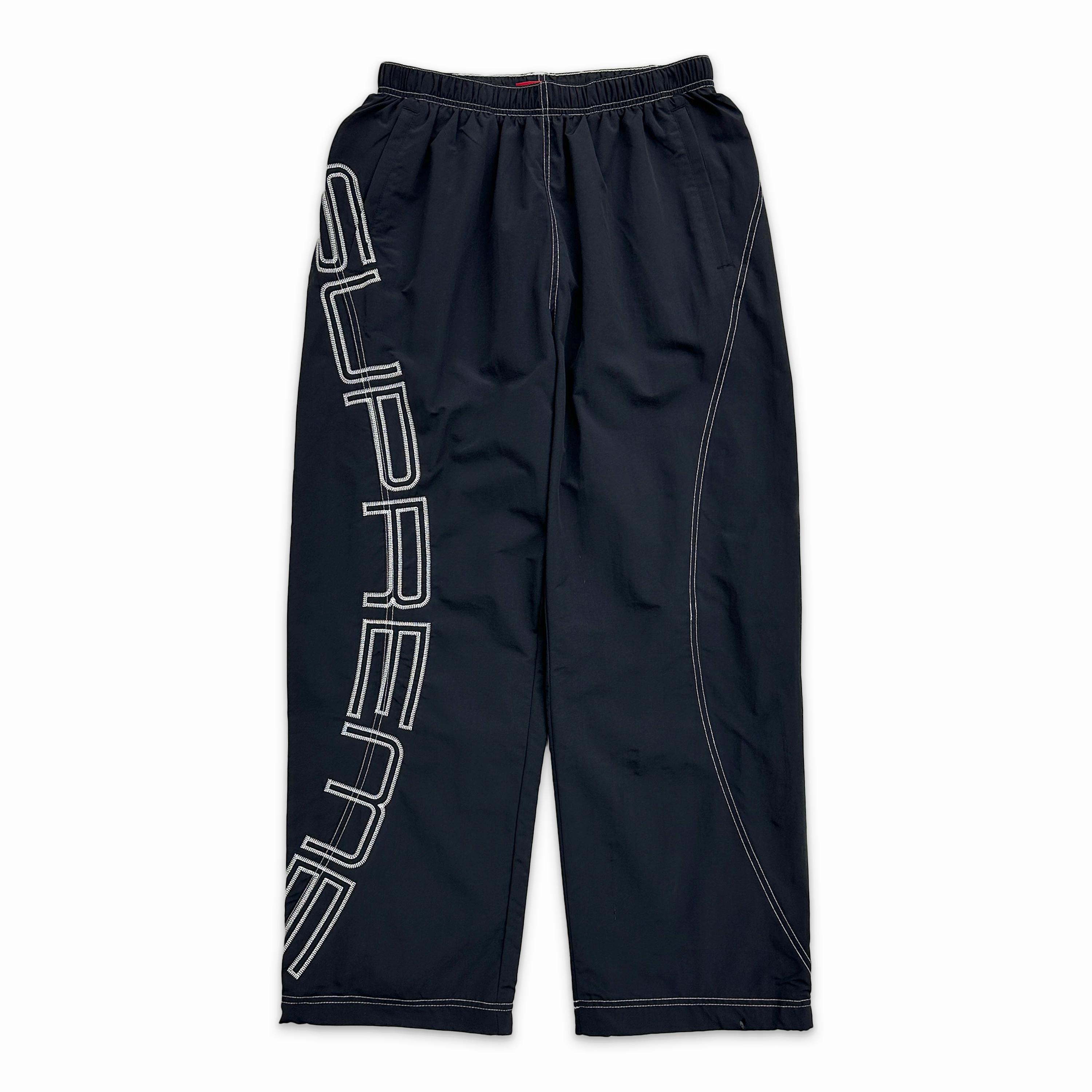 Embroidered Spellout Track Pants Black