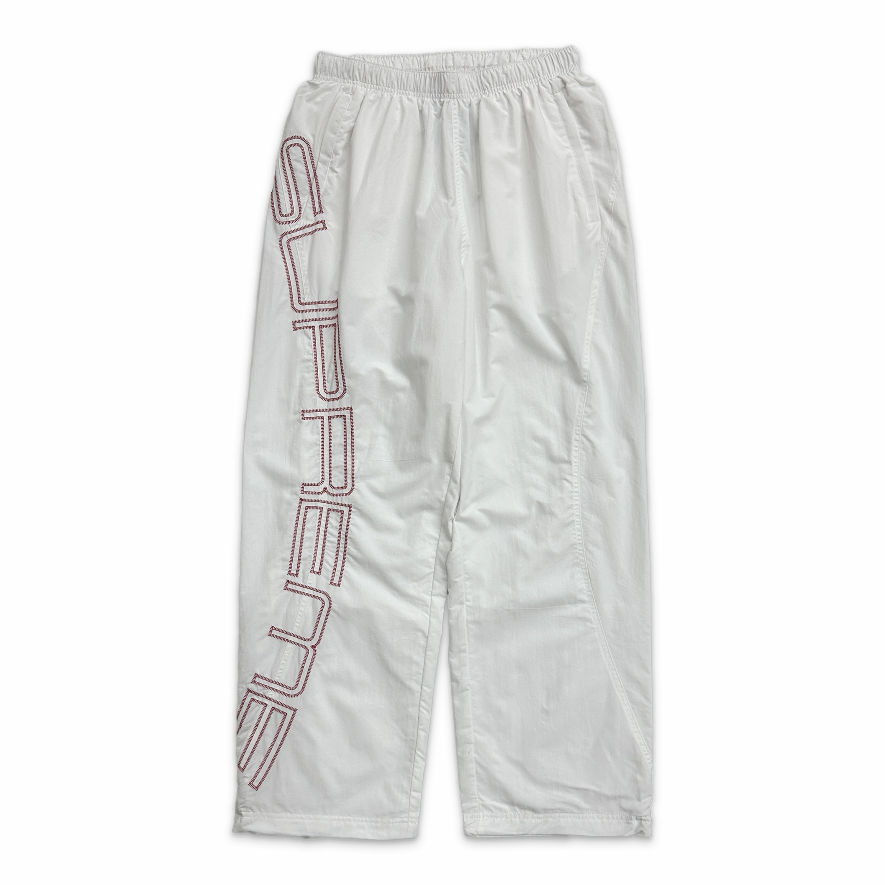 Embroidered Spellout Track Pants White
