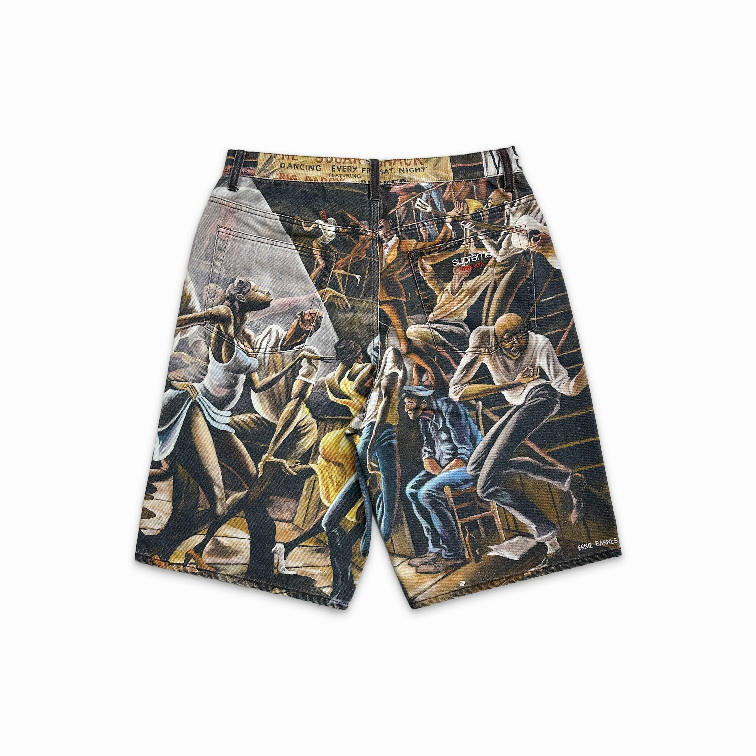 Ernie Barnes Dance Denim Shorts Dark Brown