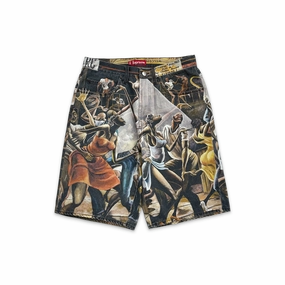 Ernie Barnes Dance Denim Shorts Dark Brown