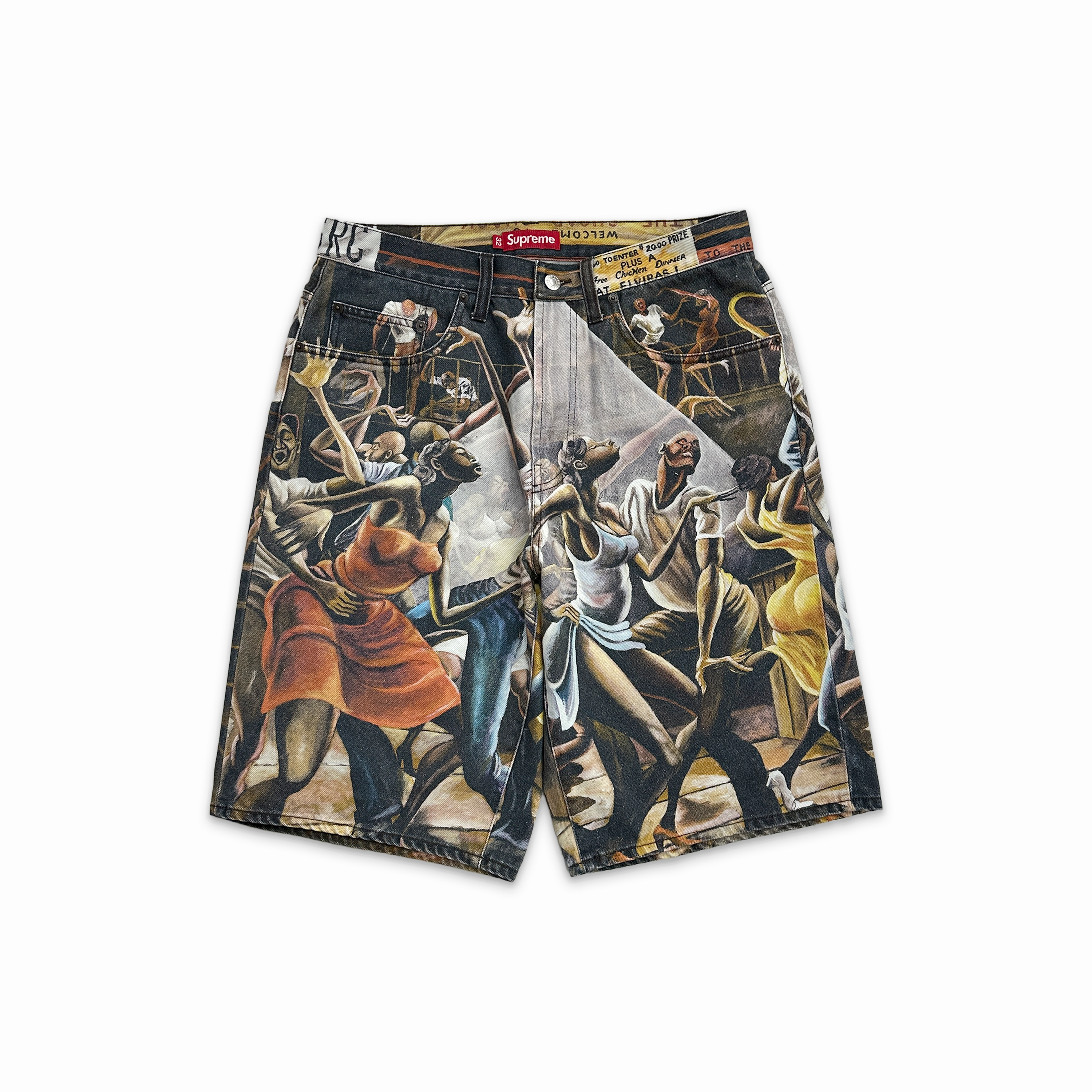Ernie Barnes Dance Denim Shorts Dark Brown