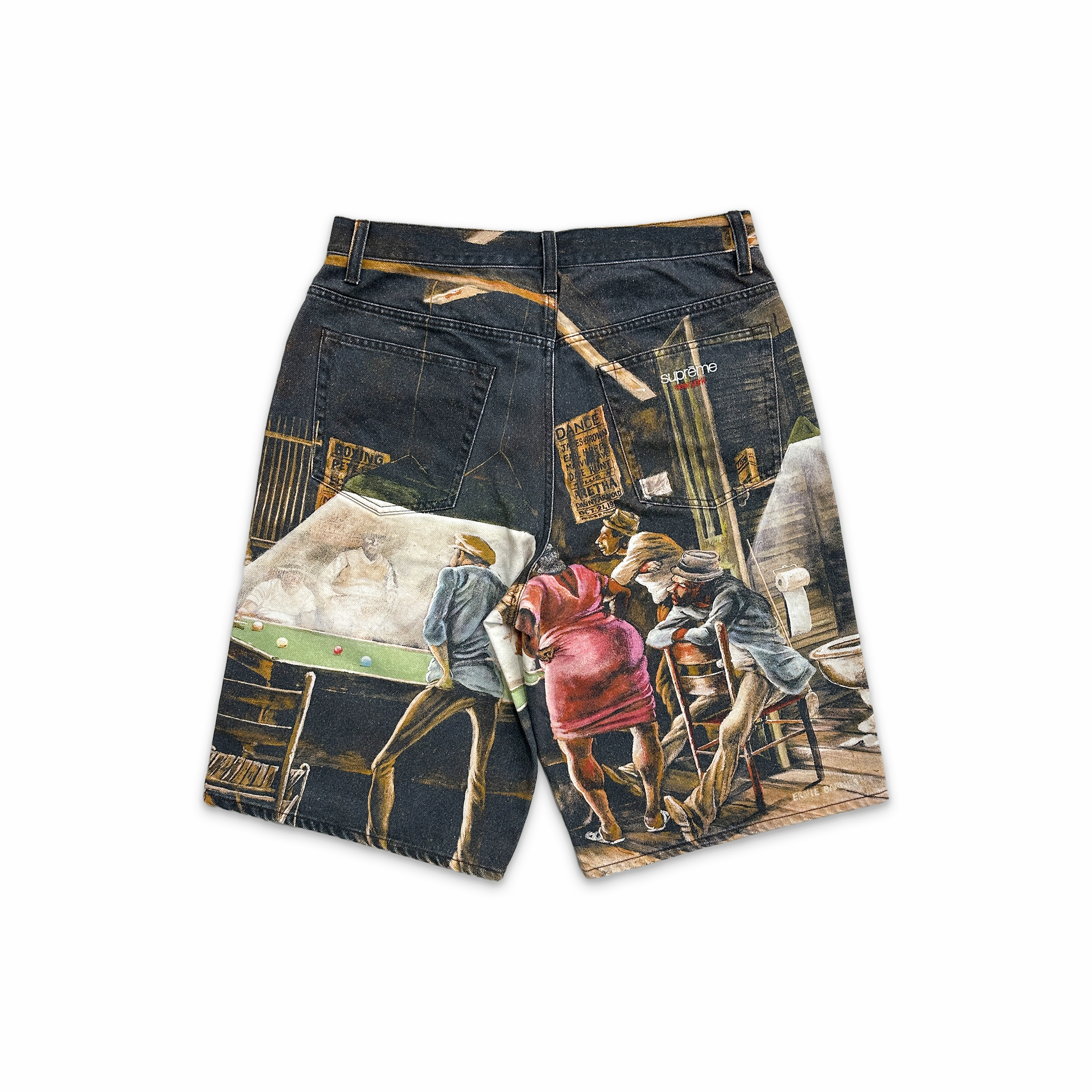 Ernie Barnes Pool Hall Denim Shorts Dark Brown