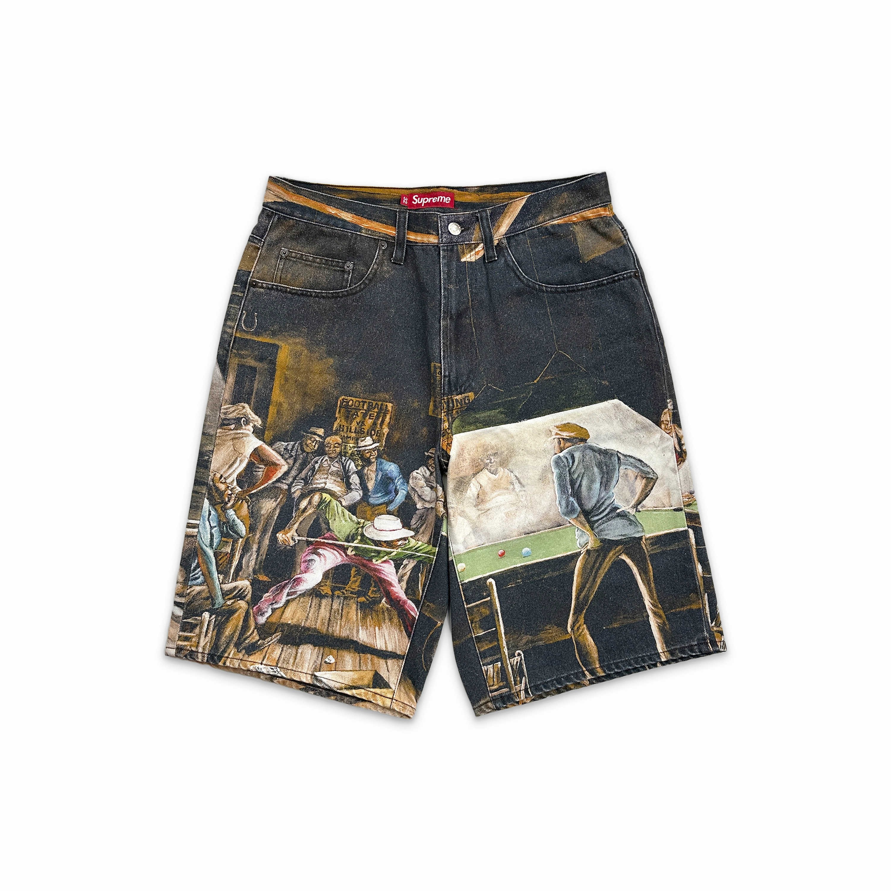 Ernie Barnes Pool Hall Denim Shorts Dark Brown