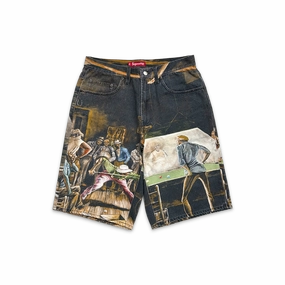 Ernie Barnes Pool Hall Denim Shorts Dark Brown