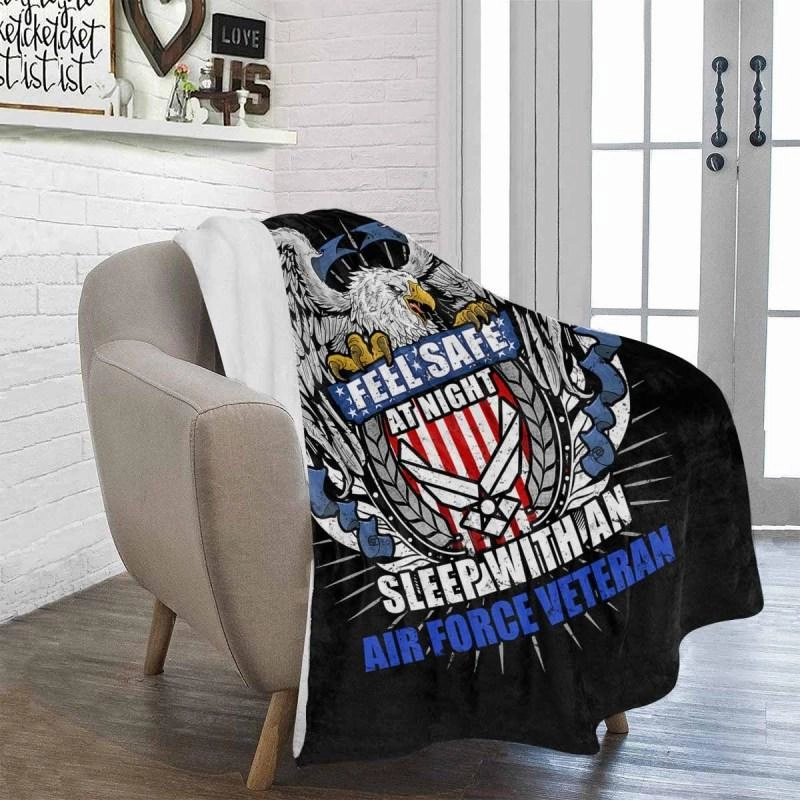 Feel Safe At Night Sleep With An Air Force Veteran Cozy Plush Fleece Blanket - 60x80