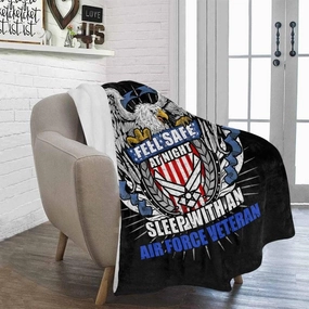 Feel Safe At Night Sleep With An Air Force Veteran Cozy Plush Fleece Blanket - 60x80