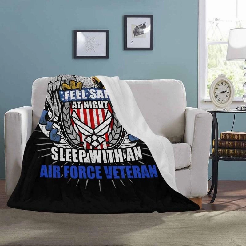 Feel Safe At Night Sleep With An Air Force Veteran Cozy Plush Fleece Blanket - 60x80