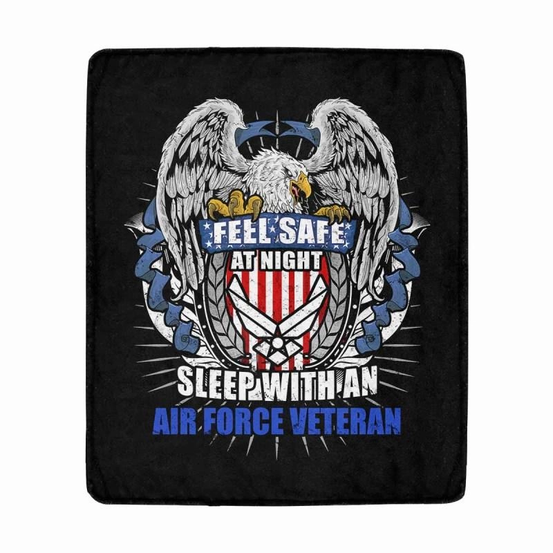 Feel Safe At Night Sleep With An Air Force Veteran Cozy Plush Fleece Blanket - 60x80