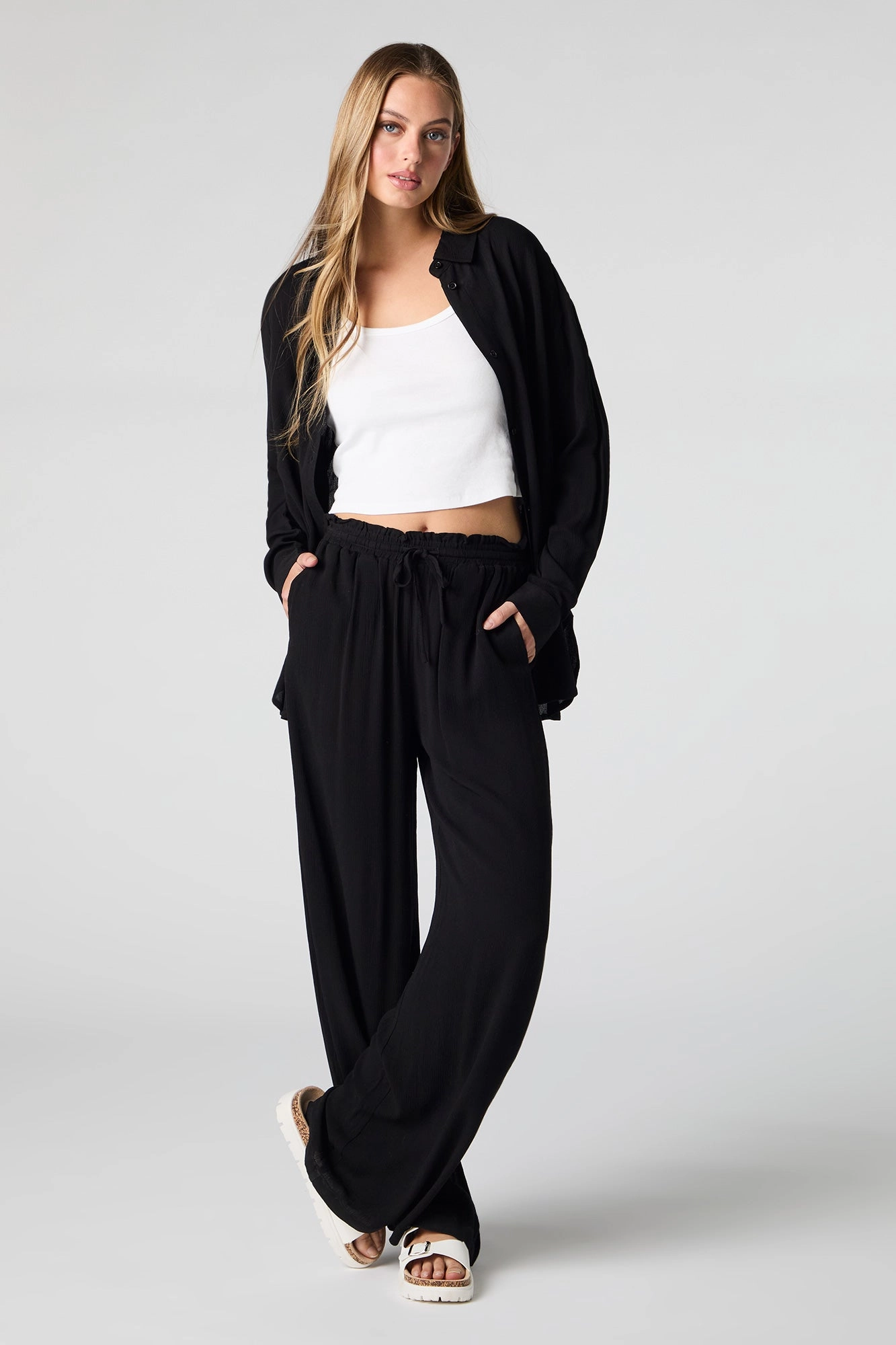 Flowy Drawstring Wide Leg Pant