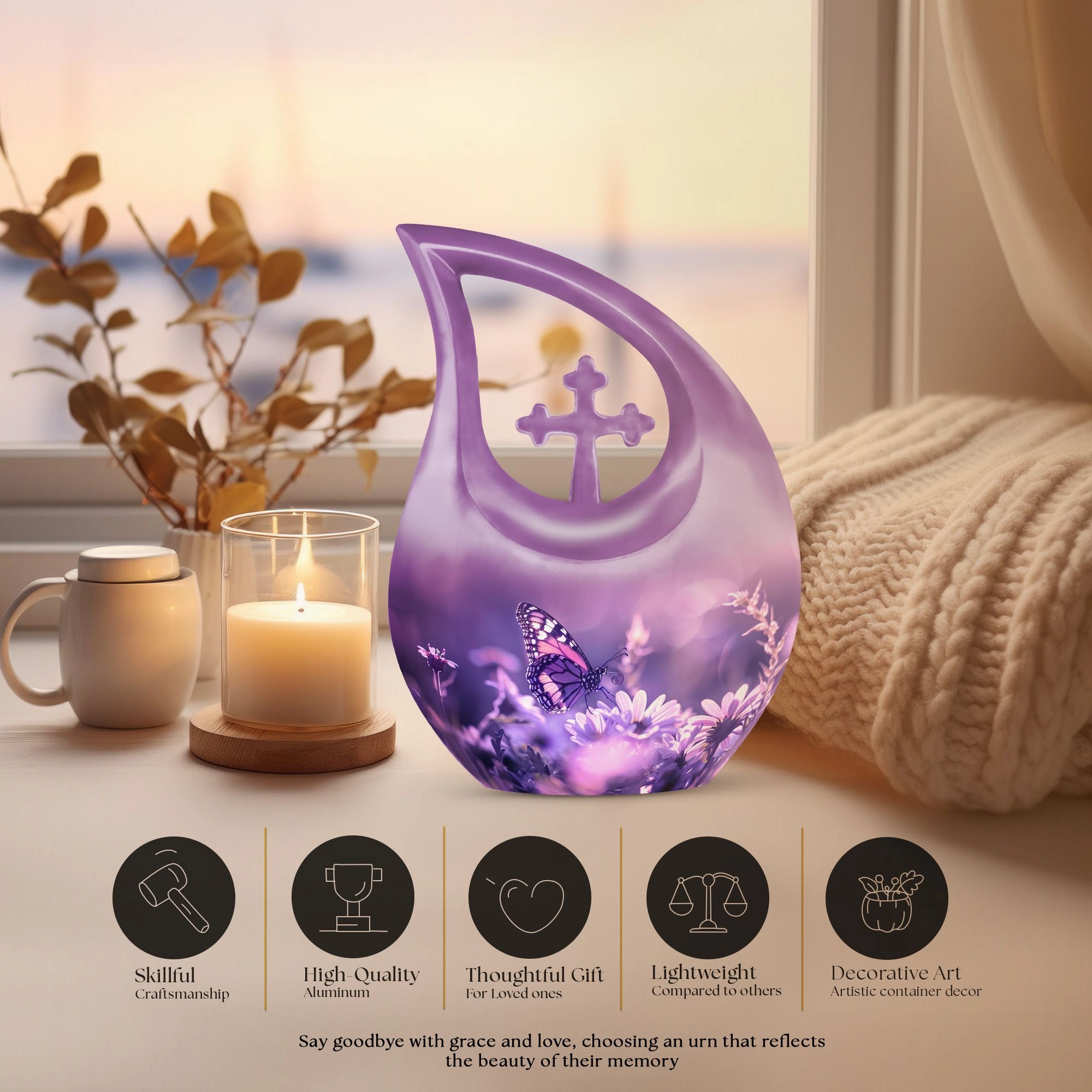 Gentle Butterfly Sanctuary - Supreme Memorial Urn For Ashes