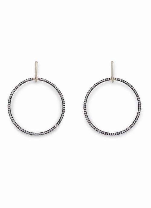 Gold & Gunmetal Pave Hoops