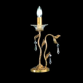 Gold Plated Italian Table Light With Murano Glass Decorations
