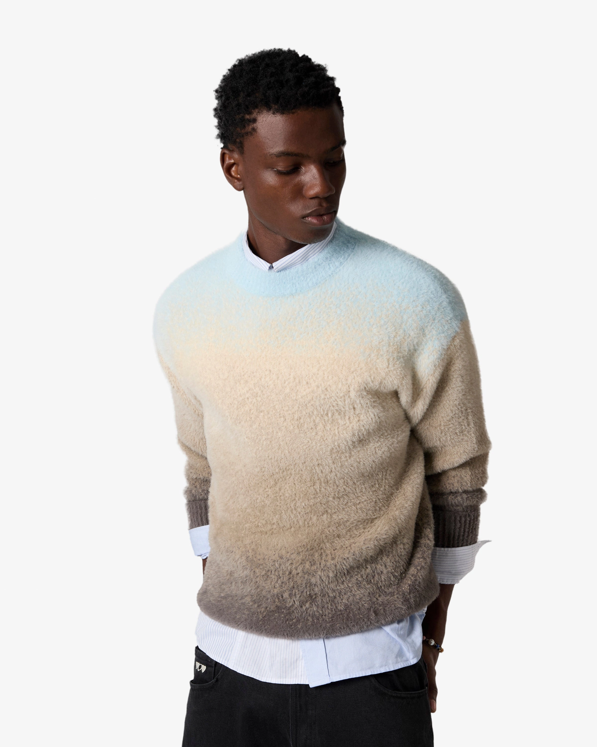 Gradient Cozy Knit Sweater Baby Blue