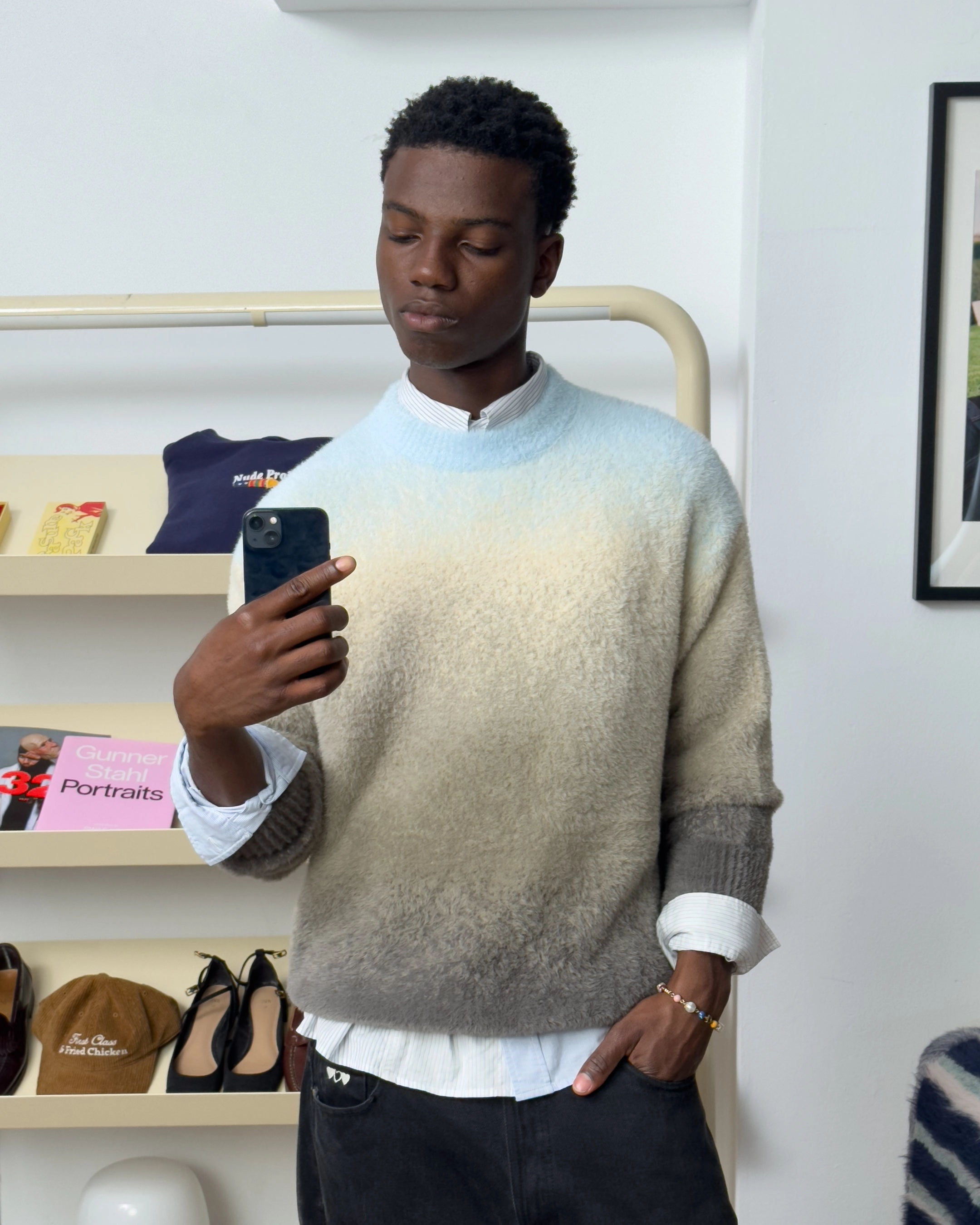 Gradient Cozy Knit Sweater Baby Blue