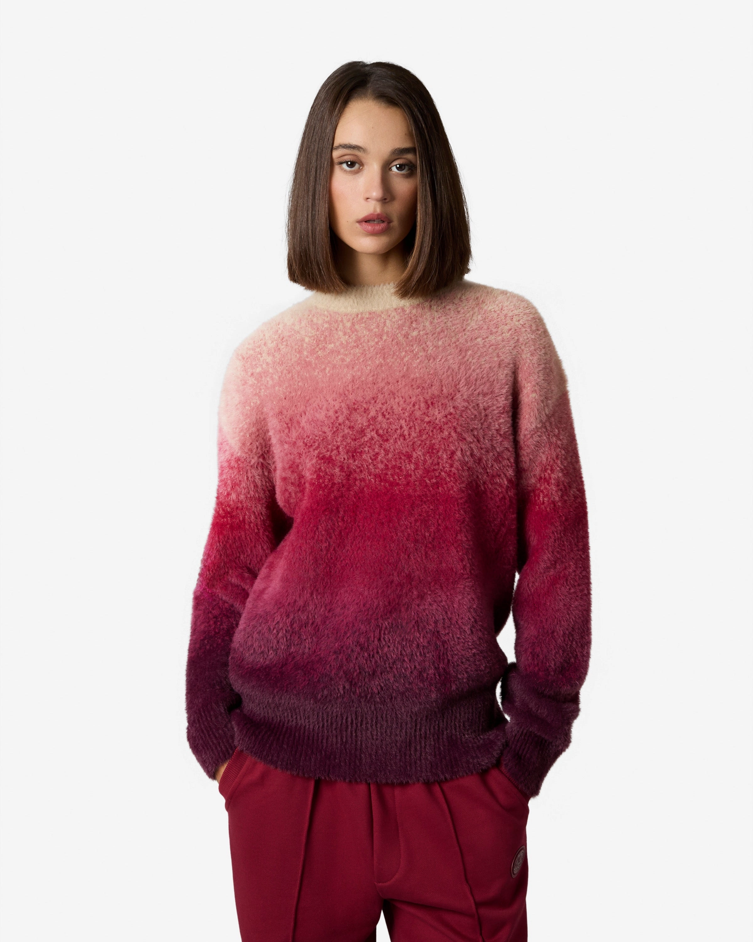 Gradient Cozy Knit Sweater Red