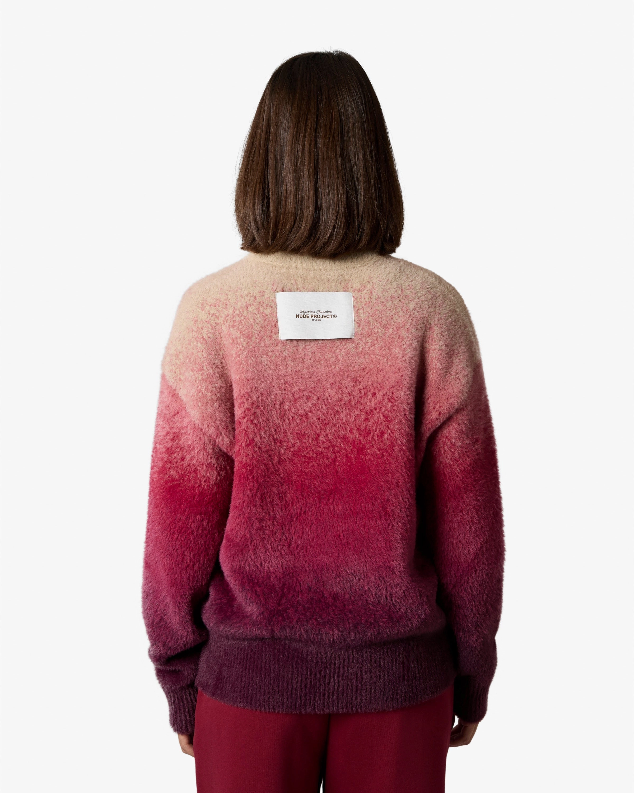 Gradient Cozy Knit Sweater Red