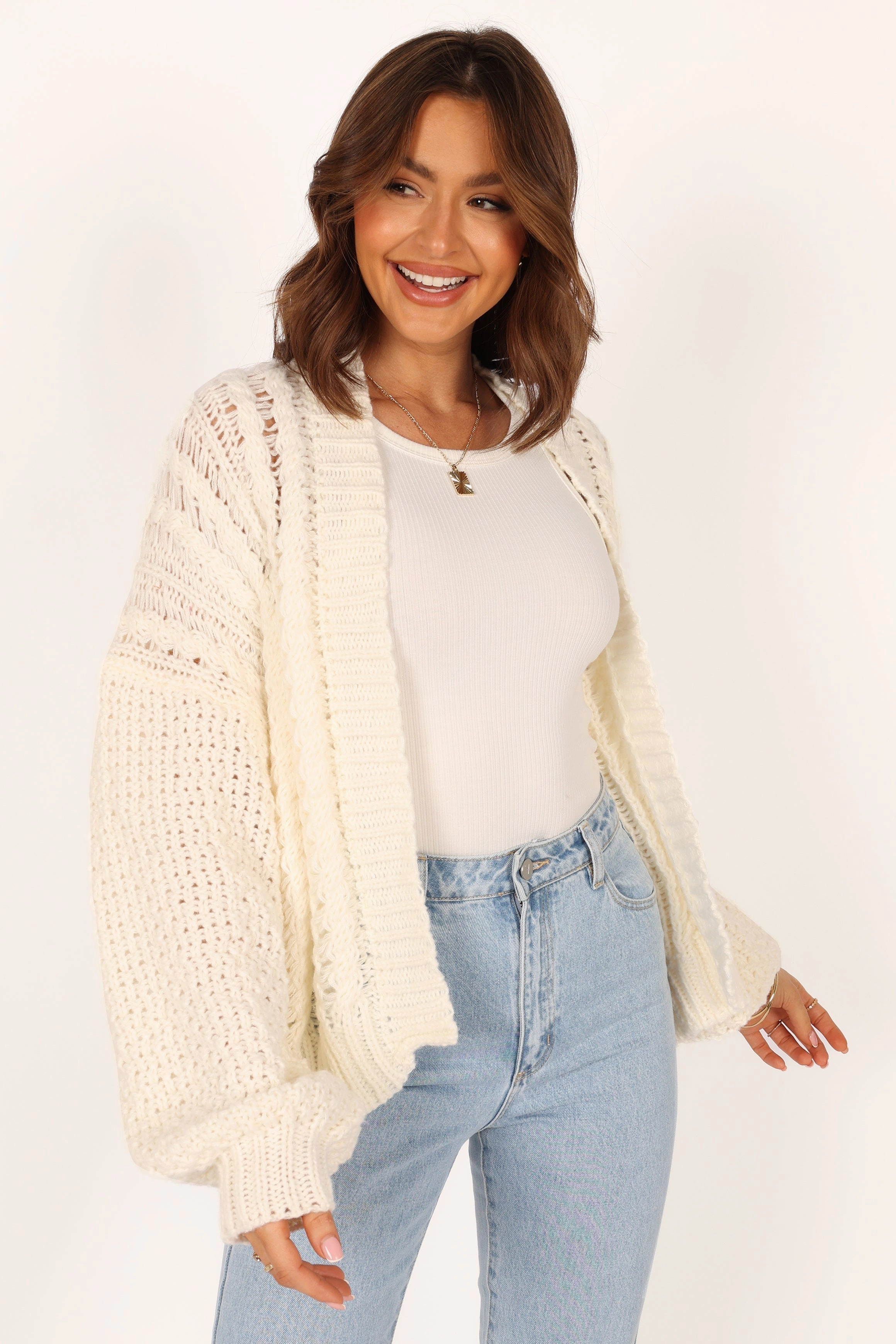 Hailey Oversized Sleeve Cardigan - Cream