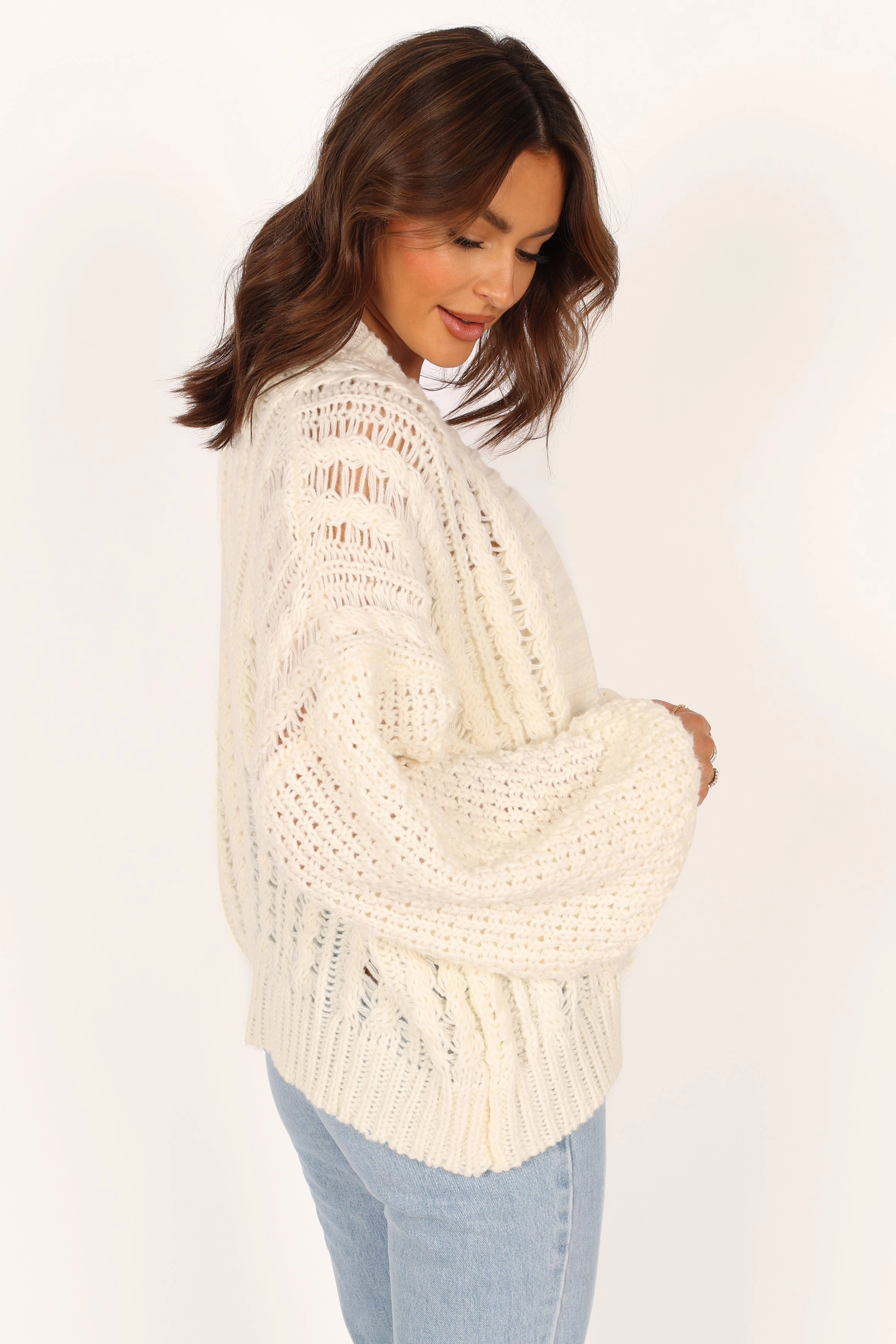 Hailey Oversized Sleeve Cardigan - Cream